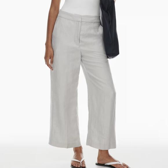 Aritzia Wilfred The Limitless Cropped Cruise Linen Wide Leg Flat Front Pant - 00 - Picture 1 of 10